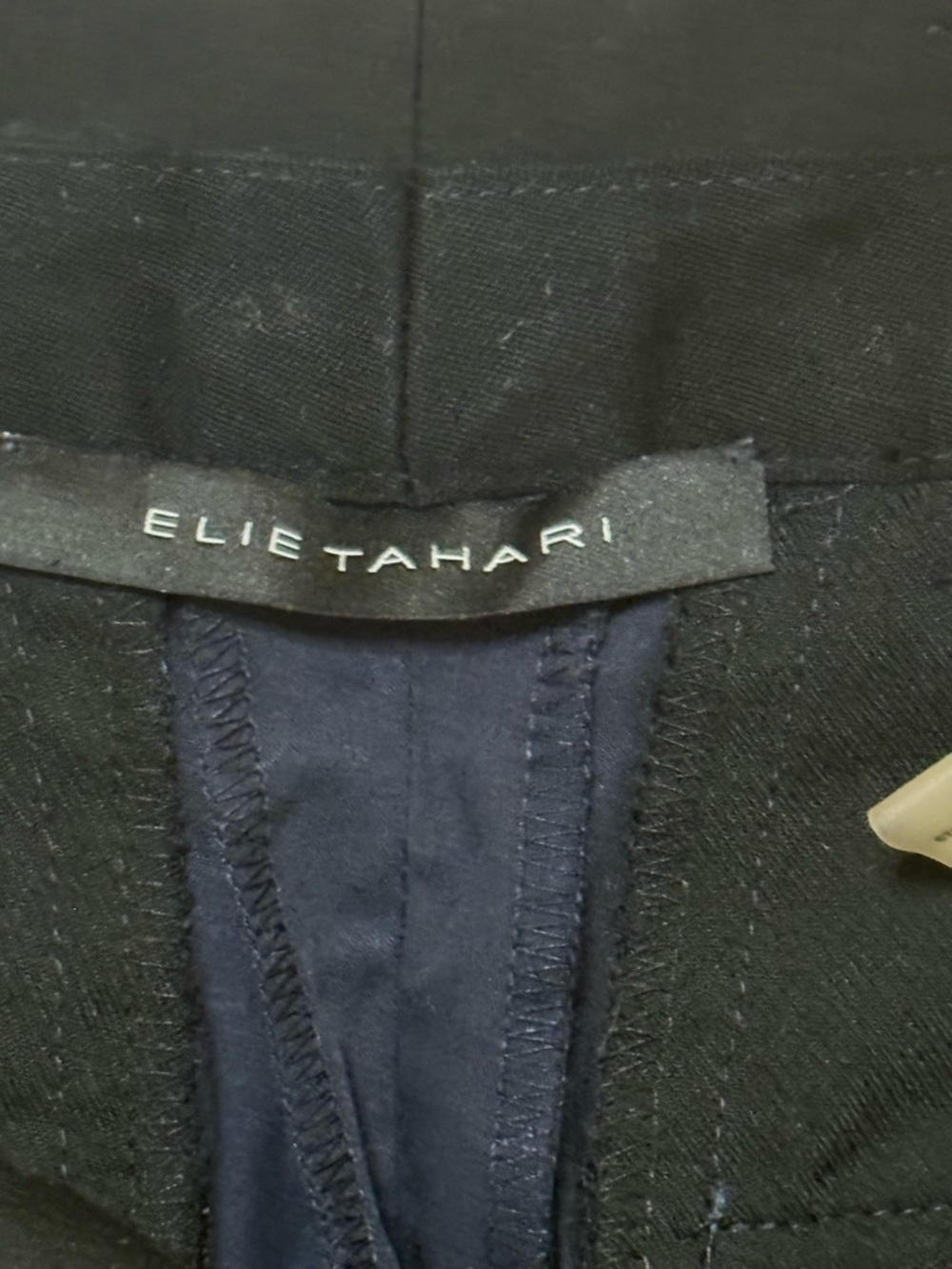 Elie Tahari Navy Flat-Front Men's Shorts with Black Waistband - Picture 8 of 10